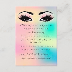Ombre Holographic Bubble Bridal Sweet 16. Eyelash Einladung