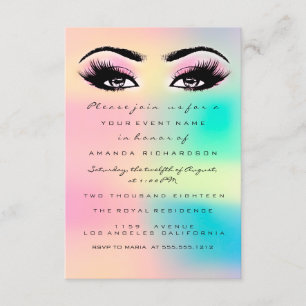 Ombre Holographic Pastel Bridal Sweet 16. Eyelash Einladung