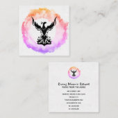 *~* Ombre Hot Pink Black Phoenix Feuerring Quadratische Visitenkarte (Vorne/Hinten)