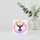 *~* Ombre Hot Pink Black Phoenix Feuerring Quadratische Visitenkarte (Stehend Vorderseite)
