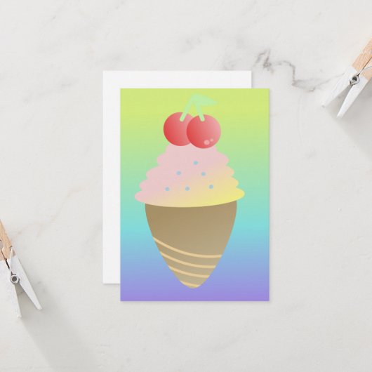 Ombre Ice Cream Two Cherry Topping Karte (Vorderseite/Rückseite Beispiel)