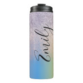 Ombre Imitats Sparkle Farbenfrohe Mit Monogramm Be Thermosbecher (Vorderseite)