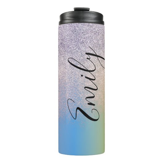 Ombre Imitats Sparkle Farbenfrohe Mit Monogramm Be Thermosbecher (Vorderseite)