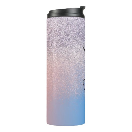 Ombre Imitats Sparkle Farbenfrohe Mit Monogramm Be Thermosbecher (Nach links gedreht)