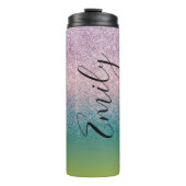 Ombre Imitats Sparkle Farbenfrohe Mit Monogramm Be Thermosbecher (Vorderseite)