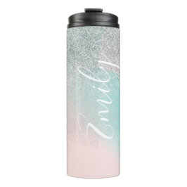 Ombre Imitats Sparkle Pastel Mit Monogramm Name Thermosbecher