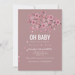 Ombre Kirschblüten-Rosa-Zweige Baby Shower Einladung