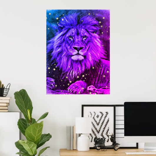 *~* Ombre Künstlerisch Artistic Celestial LION AP2 Poster (Heimbüro)