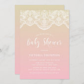 Ombre Lace Pattern Sunset Baby Dusche Einladung (Vorne/Hinten)