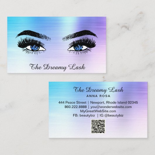 *~* OMBRE Lashes QR Brows Extensions Glitzer Visitenkarte (Vorne/Hinten)