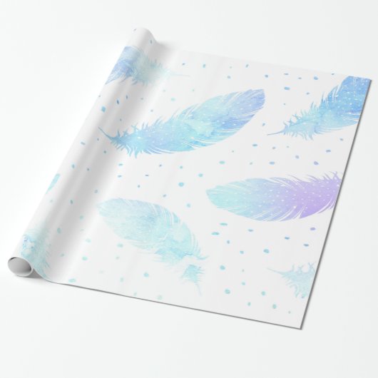 *~* Ombre Lavendel-Federn auf Weiß Geschenkpapier (Ungerollt)