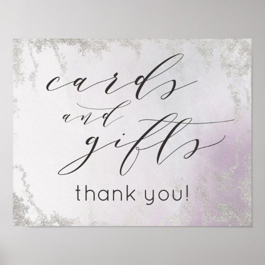 Ombre Lavender Cards & Gifts Wedding Table Sign Poster (Vorne)