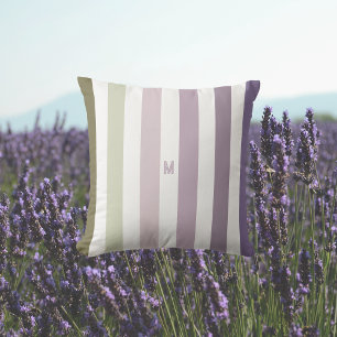Ombre Lavender Field Strip & Personalisiert Monogr Kissen