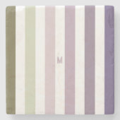 Ombre Lavender Field Strip & Personalisiert Monogr Steinuntersetzer (Vorderseite)
