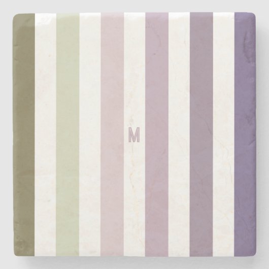 Ombre Lavender Field Strip & Personalisiert Monogr Steinuntersetzer (Vorderseite)