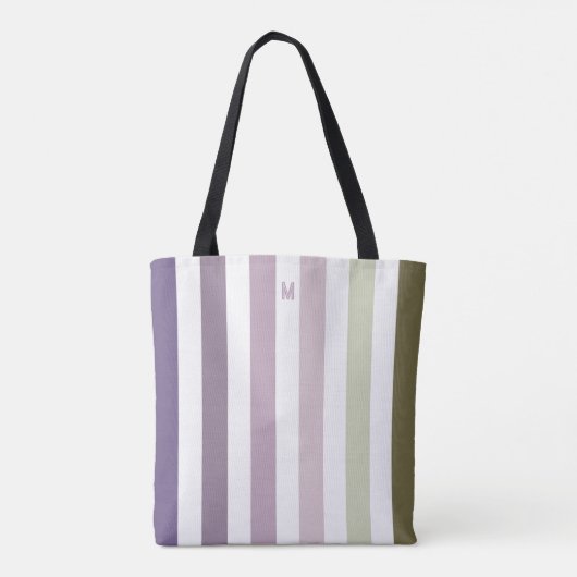Ombre Lavender Field Strip & Personalisiert Monogr Tasche (Rückseite)