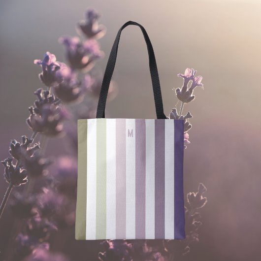 Ombre Lavender Field Strip & Personalisiert Monogr Tasche