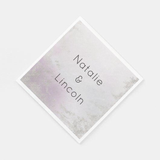 Ombre Lavender Lila Luxe Wedding Monogram Dinner Serviette (Ecke)