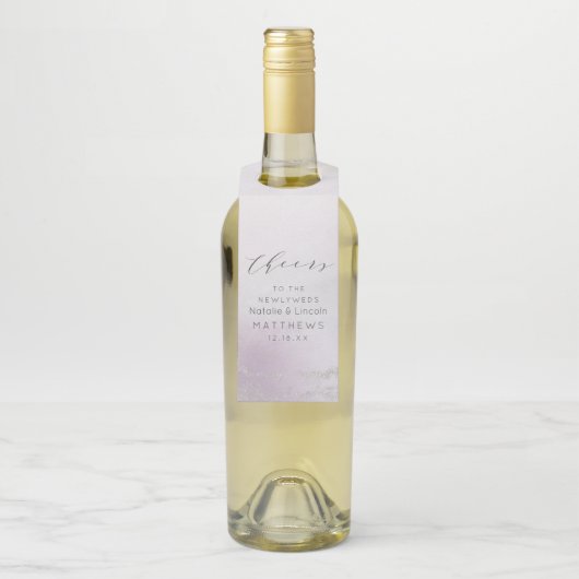Ombre Lavender Lila Silberstreifen Cheers Wedding Flaschenanhänger (Auf Flasche)