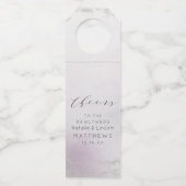 Ombre Lavender Lila Silberstreifen Cheers Wedding Flaschenanhänger (Vorderseite)