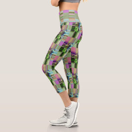 Ombre Lavender Sage Abstrakte Streifen ausbrechen Capri Leggings