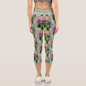 Ombre Lavender Sage Abstrakte Streifen ausbrechen Capri Leggings (Rückseite)