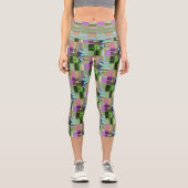 Ombre Lavender Sage Abstrakte Streifen ausbrechen Capri Leggings (Vorderseite)