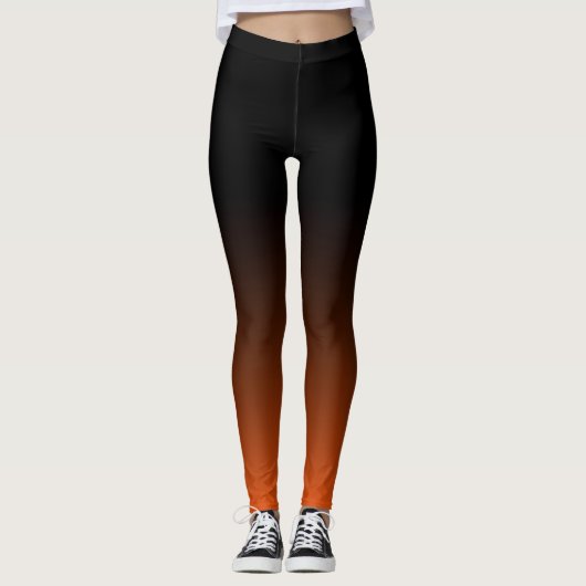 Ombre Leggings - schwärzen Sie in orange Rot (Vorderseite)
