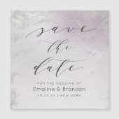 Ombre Light Lila Silver Foil Frost Save the Date Magnetkarte (Vorderseite)