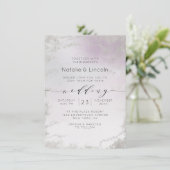 Ombre Light Lila Silver Foil Luxe Script Wedding Einladung (Stehend Vorderseite)