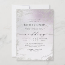 Ombre Light Lila Silver Foil Luxe Script Wedding