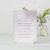 Ombre Light Lila Silver Foil Luxe Script Wedding Einladung (Stehend Vorderseite)