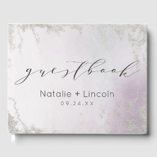 Ombre Light Lila Silver Foil Mattiert Wedding Gästebuch
