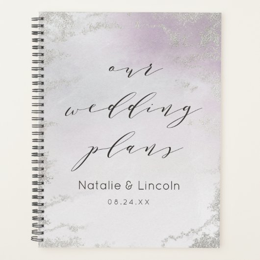 Ombre Light Lila Silver Foil Mattiert Wedding Planer (Vorderseite)