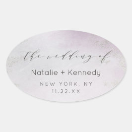 Ombre Light Lila Silver Foil Watercolor Wedding Ovaler Aufkleber