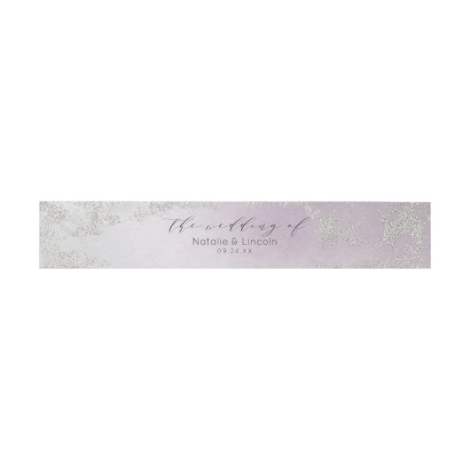Ombre Light Lila Silver Foil Wedding Monogram Einladungsbanderole (Flach)
