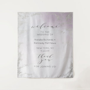 Ombre Light Lila Silver Foil Wedding Willkommen Wandteppich