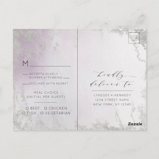 Ombre Light Lila Silver Wedding Meal Choice UAWG Postkarte (Rückseite)