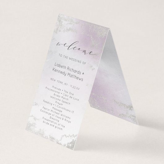 Ombre Light Lila Silver Wedding Zeremony Program (Vorderseite)