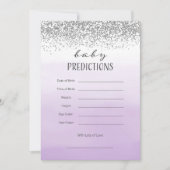 Ombre Lila and Silver Baby Prediccard Einladung (Vorderseite)