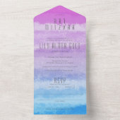 Ombre Lila Blue Elegante CUSTOM BAT BAR MITZVAH All In One Einladung (Innen Boden)