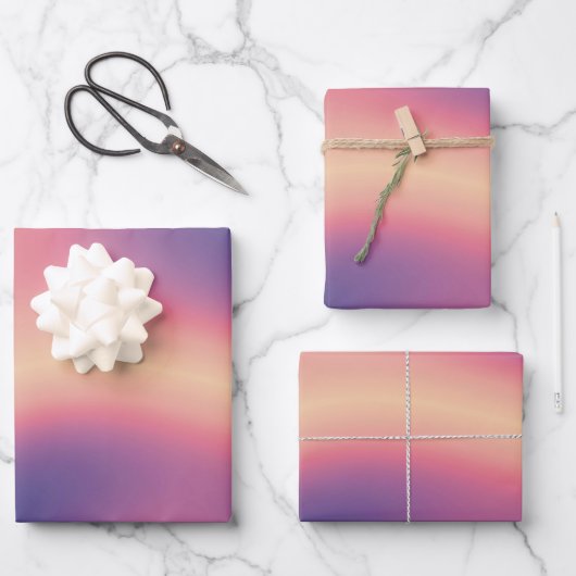 Ombre Lila-gelb-rosa-Muster Geschenk Geschenkpapier Set (Vorderseite)