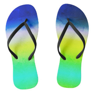 Ombre lila-gelbe Frühlingsfarbenrippe Badesandalen