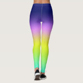 Ombre lila-gelbe Frühlingsfarbenrippe Leggings (Rückseite)