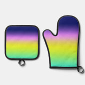 Ombre lila-gelbe Frühlingsfarbenrippe Ofenhandschuh & Topflappen-Set (Vorderseite)
