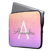Ombre Lila Glitzer und Sparkle Monogramm Laptopschutzhülle (Vorderseite Links)