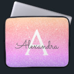 Ombre Lila Glitzer und Sparkle Monogramm Laptopschutzhülle<br><div class="desc">Ombre Lila und rosa Imitate Glitzer und Sparkle Elegant Monogram Case. Dieser Fall kann so angepasst werden,  dass er Ihren Anfangs- und Vornamen enthält.</div>