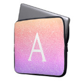 Ombre Lila Glitzer und Sparkle Monogramm Laptopschutzhülle (Vorderseite Links)