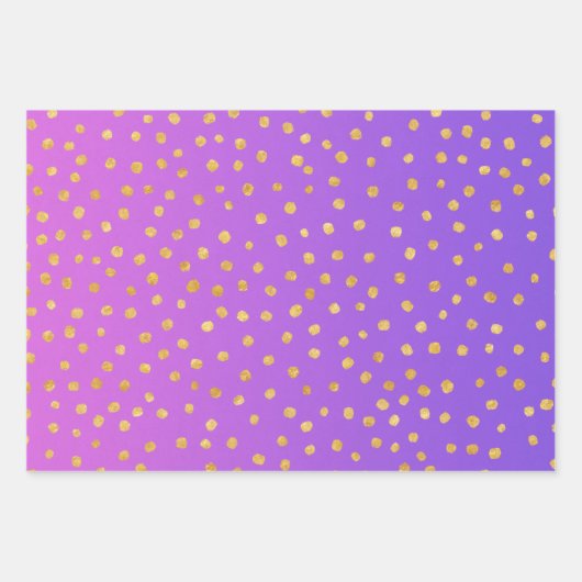 Ombre Lila Gold Confetti Dots Muster Geschenkpapier Set (Vorderseite 3)