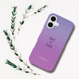 Ombre Lila Personalize Quote & Name iPhone Fall 16 Hülle